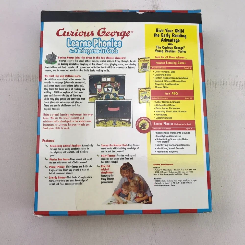 Curious George Learns Phonics Kindergarten-1st Grade Young Readers CD-ROM Ages 3
